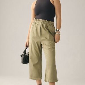 Anthropologie Paperbag Crop Cargo Boho Neutral Lagenlook Pants Size 1X